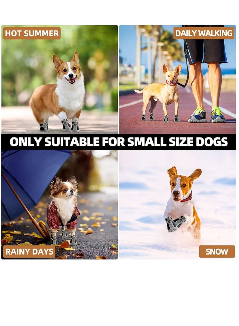 SYOSI Dog Shoes 4 Pcs Size 2 Anti Slip Breathable Waterproof Dog Booties Boot Paw Protector for Small Dog Dog Hiking Shoes with Reflective Adjustable Strap Zipper Puppy Shoe for Hot Pavement Winter Snow - Image 4