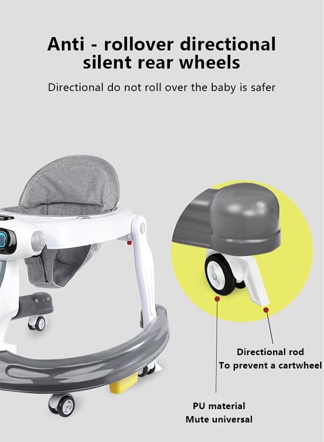 2 in 1 Baby Walker,Baby Walker Stroller,Baby Walker for Learning to Walk,Baby Push Walker Learn to Walk with Mute Wheels Anti-Rollover,Baby Walker with Wheels Portable,Early Education Foldable Baby Walker with with Removable Footrest and Awning for Babies 6-18 Months Boys and Girls - Image 4