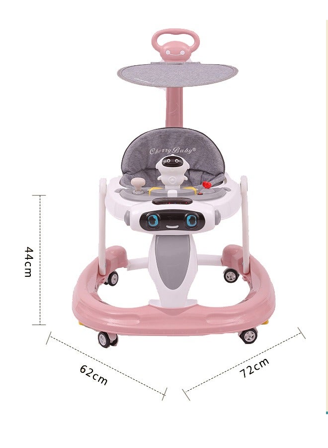 2 in 1 Baby Walker,Baby Walker Stroller,Baby Walker for Learning to Walk,Baby Push Walker Learn to Walk with Mute Wheels Anti-Rollover,Baby Walker with Wheels Portable,Early Education Foldable Baby Walker with with Removable Footrest and Awning for Babies 6-18 Months Boys and Girls - Image 2