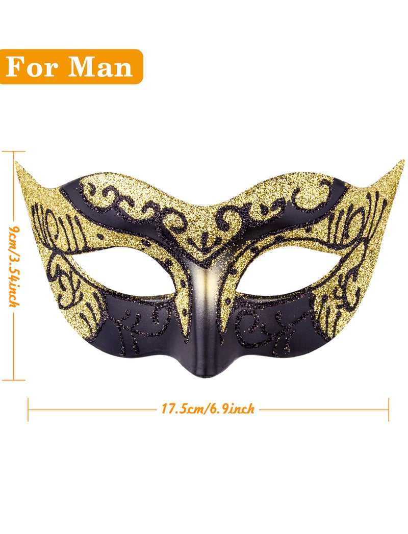 SIQUK 8 Pieces Couple Masquerade Mask Set Venetian Party Masks Mardi Gras Mask Costume Masks for Couples Women and Men - Image 2