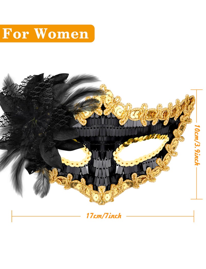SIQUK 8 Pieces Couple Masquerade Mask Set Venetian Party Masks Mardi Gras Mask Costume Masks for Couples Women and Men - Image 3