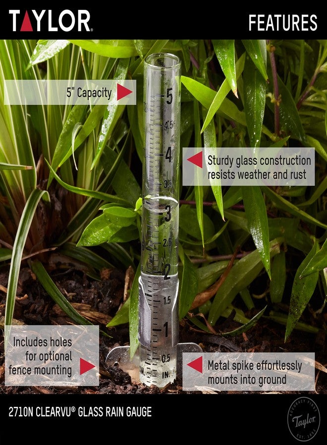 Taylor 5288423 Glow in The Dark Rain Gauge, 6" Inch Capacity, Black and Green - Image 2
