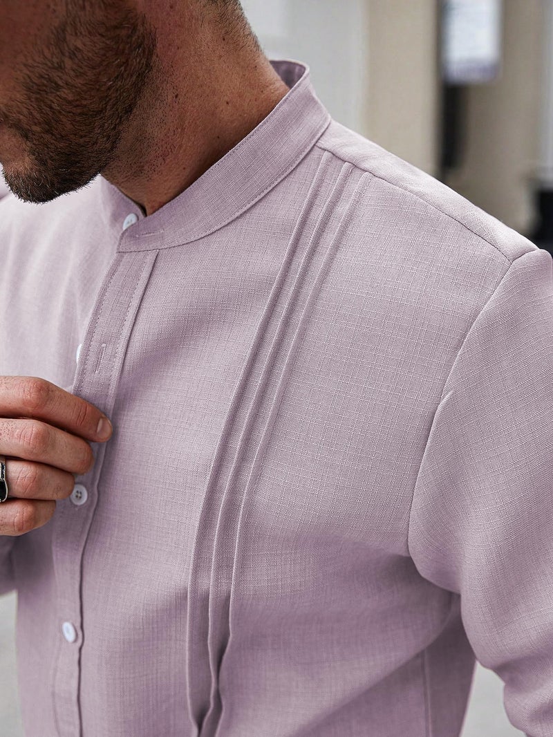 TAGDO® Men's Casual Shirt for Men | Linen Shirt | Full Sleeve| Summer - Regular Fit (Linen-2047-Pink-L) - Image 2