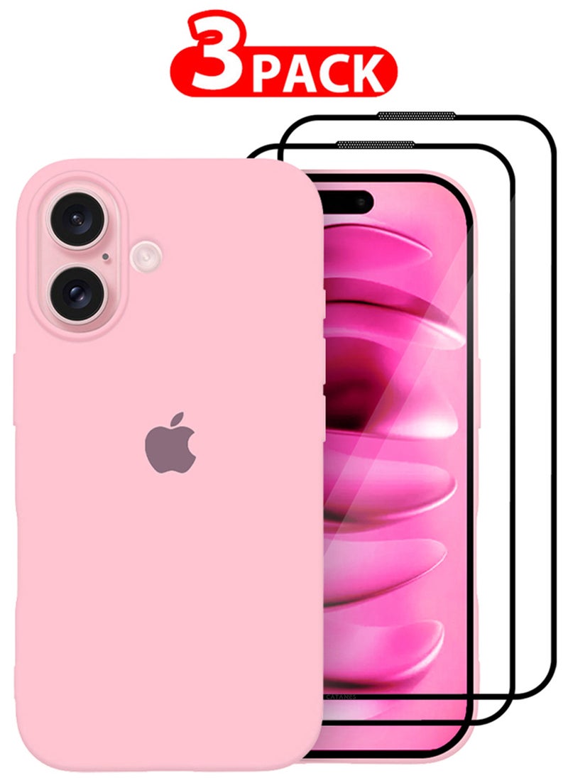 CATANES (for iPhone 16) 3 Pack Case and 2 Screen Protectors, Slim Silicone Case, Full Covered Anti Scratch Shockproof Protective Cover  - Image 1