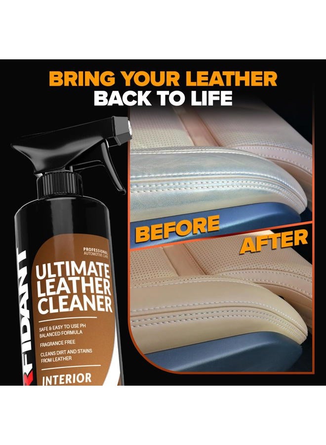 CARFIDANT Ultimate Leather Cleaner - Full Leather & Vinyl Cleaning Kit with Microfiber Towel for Leather & Vinyl Seats, Automotive Interiors, Car Dashboards, Sofas & Purses! - 18oz Kit - Image 2