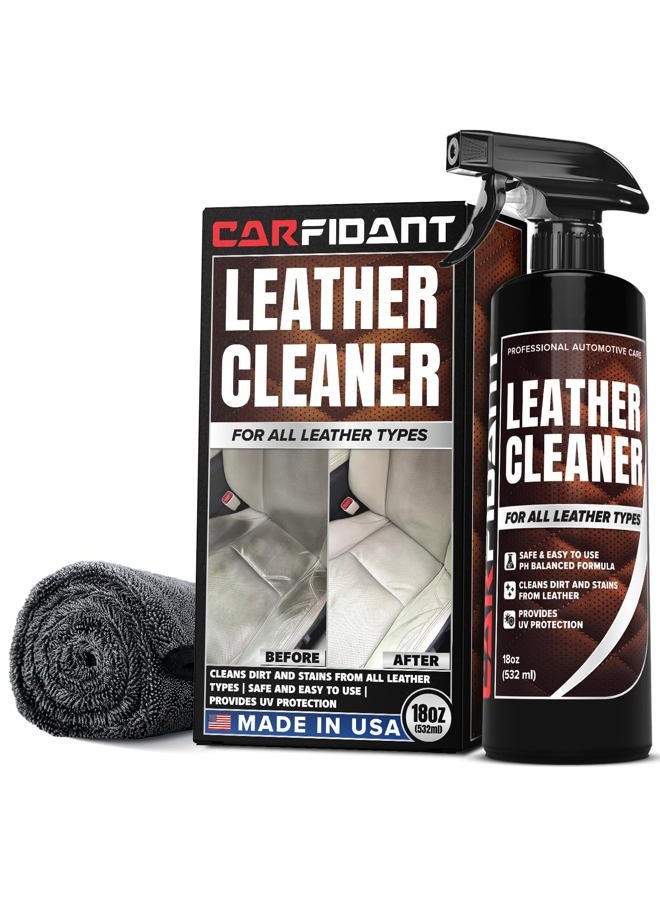 CARFIDANT Ultimate Leather Cleaner - Full Leather & Vinyl Cleaning Kit with Microfiber Towel for Leather & Vinyl Seats, Automotive Interiors, Car Dashboards, Sofas & Purses! - 18oz Kit - Image 1