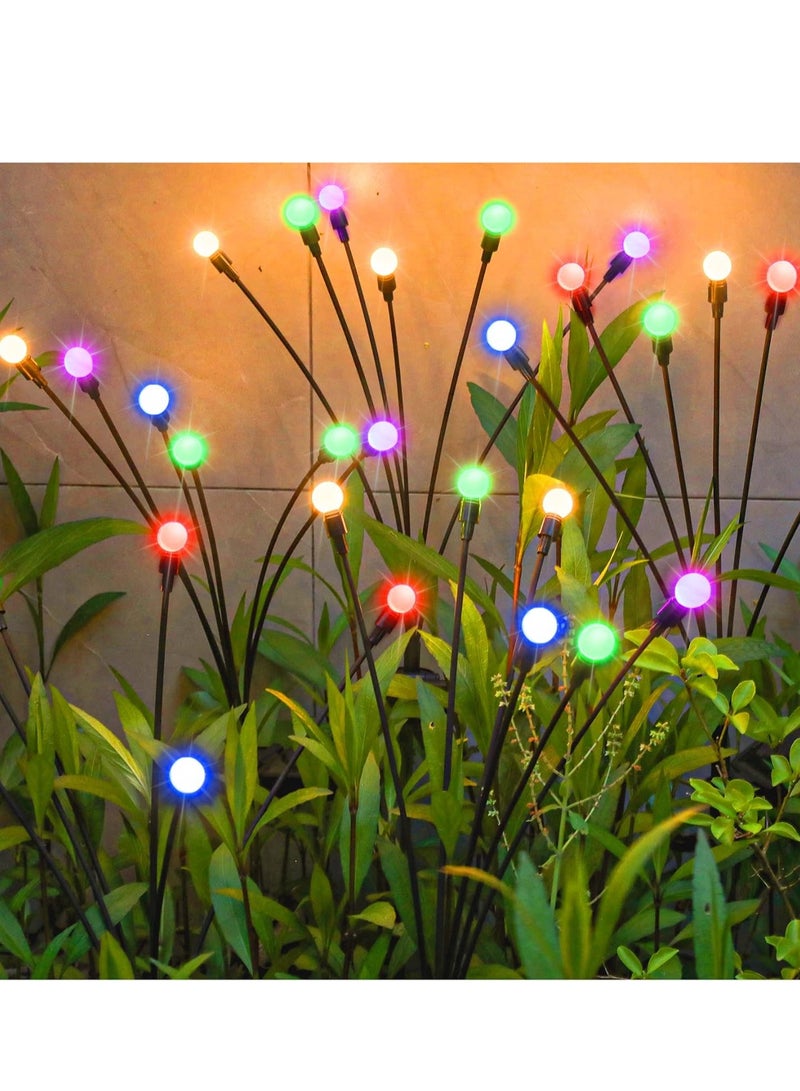 مجموعة من 2 مصباح حديقة يعمل بالطاقة الشمسية للاستخدام الخارجي، 6 مصابيح LED متأرجحة تعمل بالطاقة الشمسية، تتأرجح مع الرياح، مصابيح خارجية مقاومة للماء تعمل بالطاقة الشمسية لتزيين الفناء والمسار (ملون) - Image 2