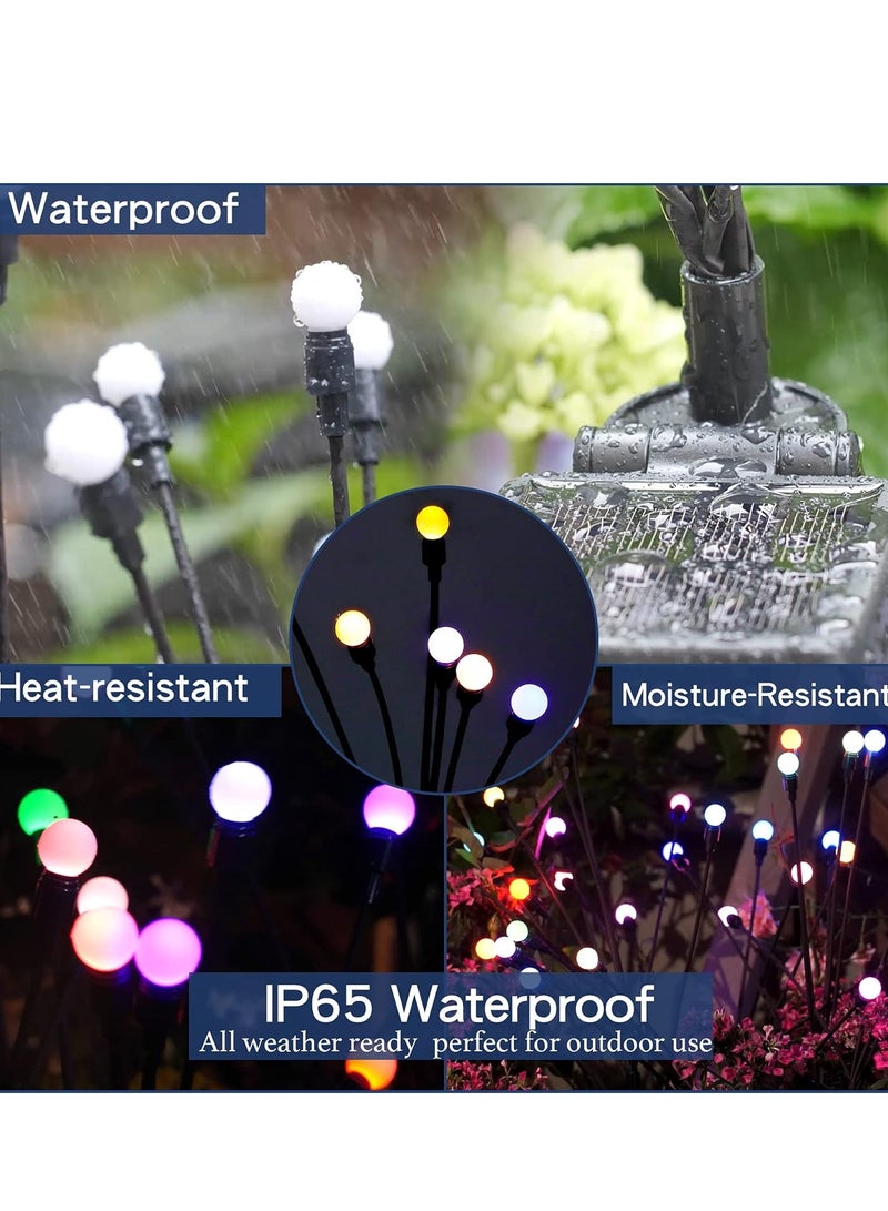 مجموعة من 2 مصباح حديقة يعمل بالطاقة الشمسية للاستخدام الخارجي، 6 مصابيح LED متأرجحة تعمل بالطاقة الشمسية، تتأرجح مع الرياح، مصابيح خارجية مقاومة للماء تعمل بالطاقة الشمسية لتزيين الفناء والمسار (ملون) - Image 4