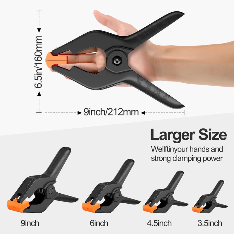 EMART 6 Pack Heavy Duty Muslin Spring Clamps, 9 inch Photo Booth Backdrop Clips for Photography Studio - Image 2