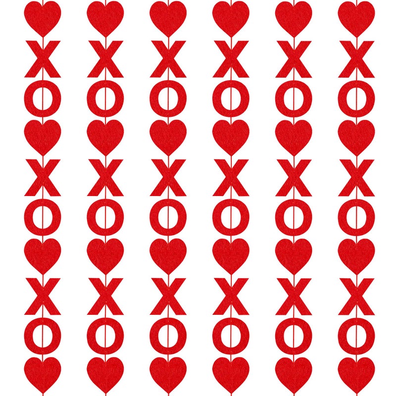 peony man 4 Pack Valentines Day Garland Felt 39.2ft XOXO Heart Hanging Garland Pre-Strung Red Hearts Streamer Banner for Valentine Wedding Anniversary Party Home Decoration - Image 1
