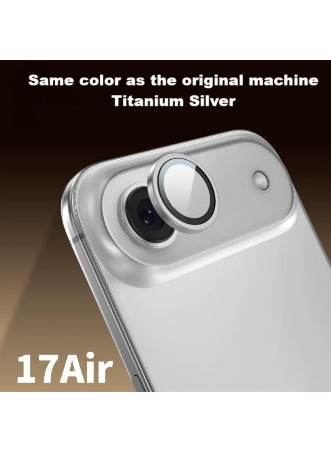 Camera Lens Glass Protector With Ring For iPhone 17 Air, Tough HD Individual Protectors, Scratch Resistant, Thin Tempered Glass Camera Screen Protector Cover Accessories - Titanium Silver - Image 2
