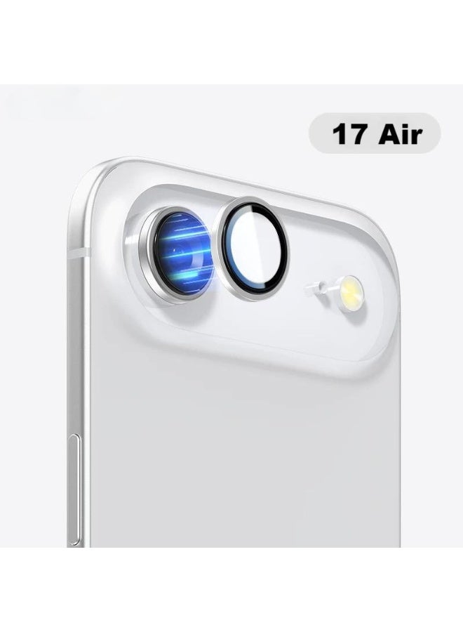 Camera Lens Glass Protector With Ring For iPhone 17 Air, Tough HD Individual Protectors, Scratch Resistant, Thin Tempered Glass Camera Screen Protector Cover Accessories - Titanium Silver - Image 1