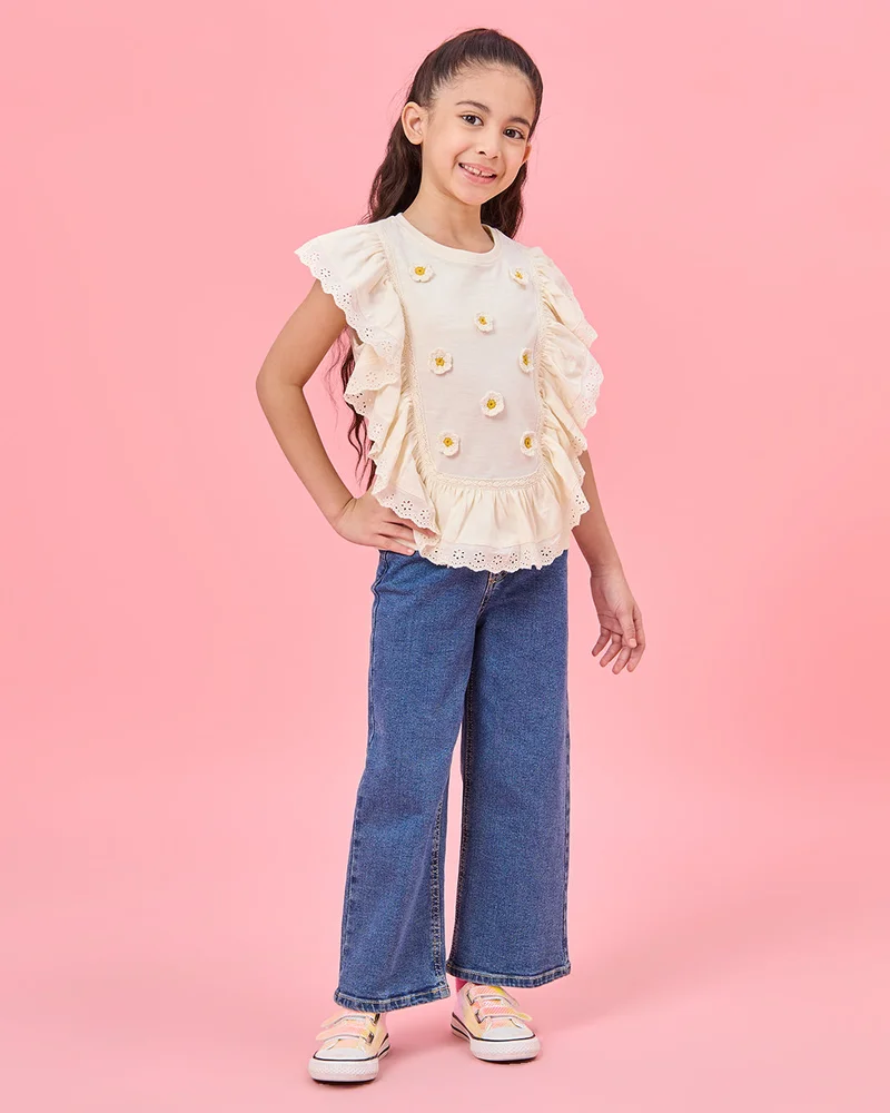 ردتاغ Girls Yellow Printed T-Shirt