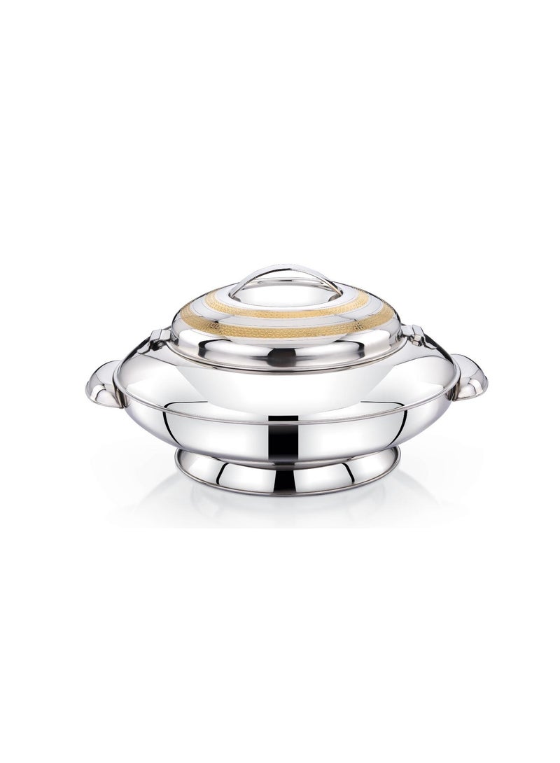 Homemaker Yaris Hotpot 3500ml Capacity - Unique Locking Lid - High Quality Stainless Steel - Gold Etching & Silver  - Image 1