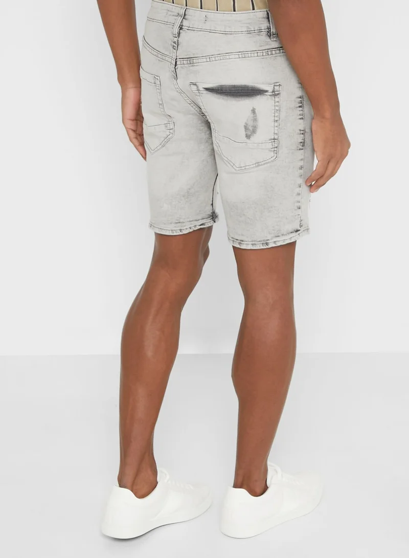 BRAVE SOUL Zebra Print Ripped Denim Shorts