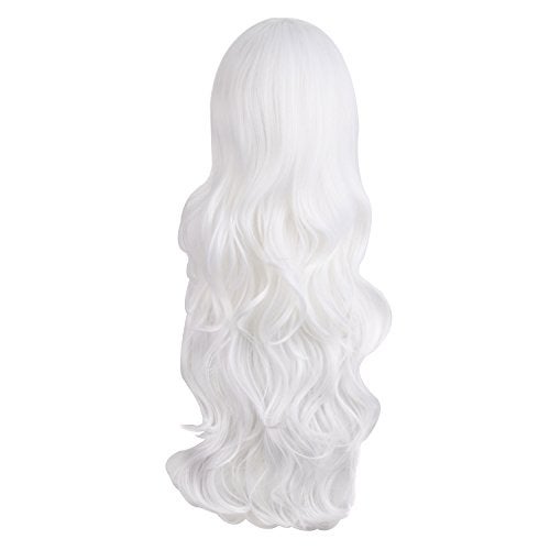 MapofBeauty 28"/70cm Charming Women's Long Curly Full Hair Wig (White) - Image 4