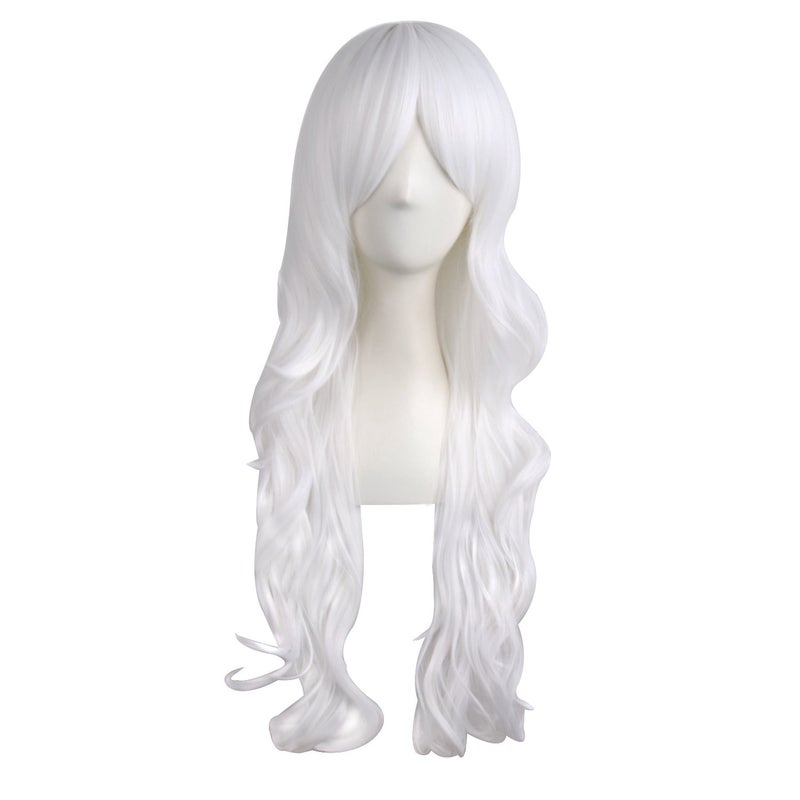 MapofBeauty 28"/70cm Charming Women's Long Curly Full Hair Wig (White) - Image 5