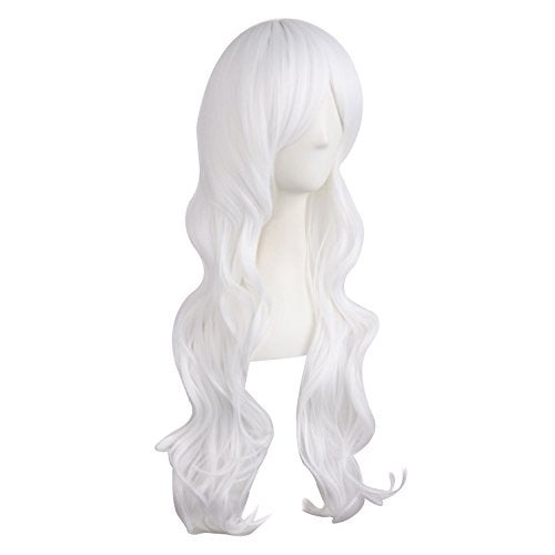 MapofBeauty 28"/70cm Charming Women's Long Curly Full Hair Wig (White) - Image 2