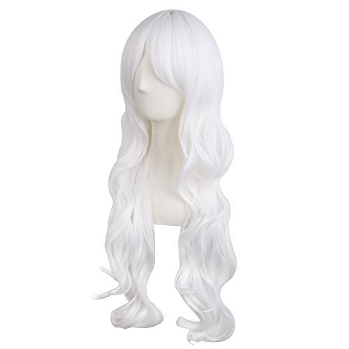 MapofBeauty 28"/70cm Charming Women's Long Curly Full Hair Wig (White) - Image 3