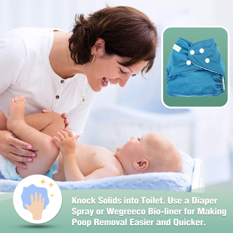 wegreeco Cloth Diapers 6 Pack with 6 Inserts & 1 Wet Bag, Washable Cloth Diapers for Babies, One Size Adjustable Reusable (Boy Prints 02) - Image 5