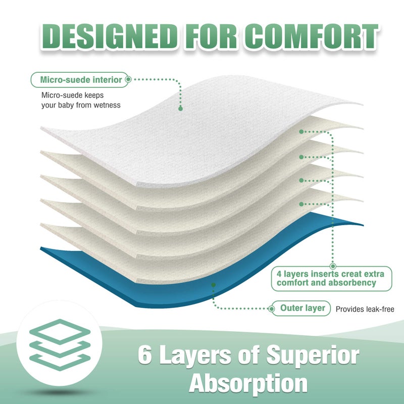 wegreeco Cloth Diapers 6 Pack with 6 Inserts & 1 Wet Bag, Washable Cloth Diapers for Babies, One Size Adjustable Reusable (Boy Prints 02) - Image 4