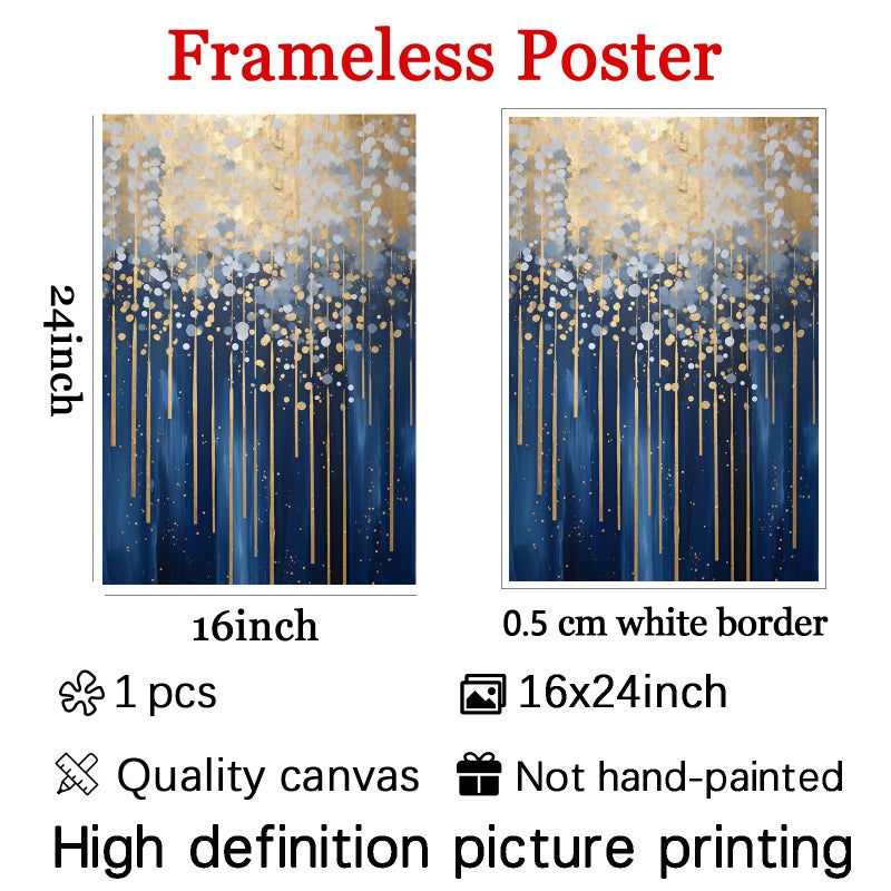 Wallvelart Blue Gold Abstract Wall Art Navy Canvas Art Modern Line Painting Navy Abstract Art Print Gold Foil Artwork Modern Golden Pictures Blue Golden Gray Canvas for Living Room 16x24inch No Frame - Image 3