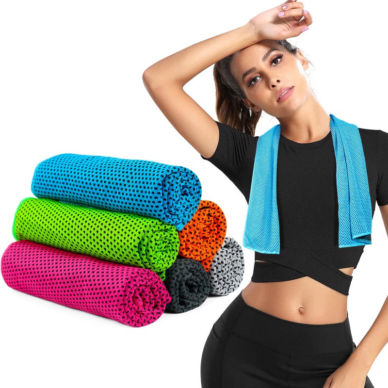 INNOLIFE 6 Pack Cooling Towels Breathable Ice Towel for Sports Gym Fitness Running Hiking Yoga Multicolor