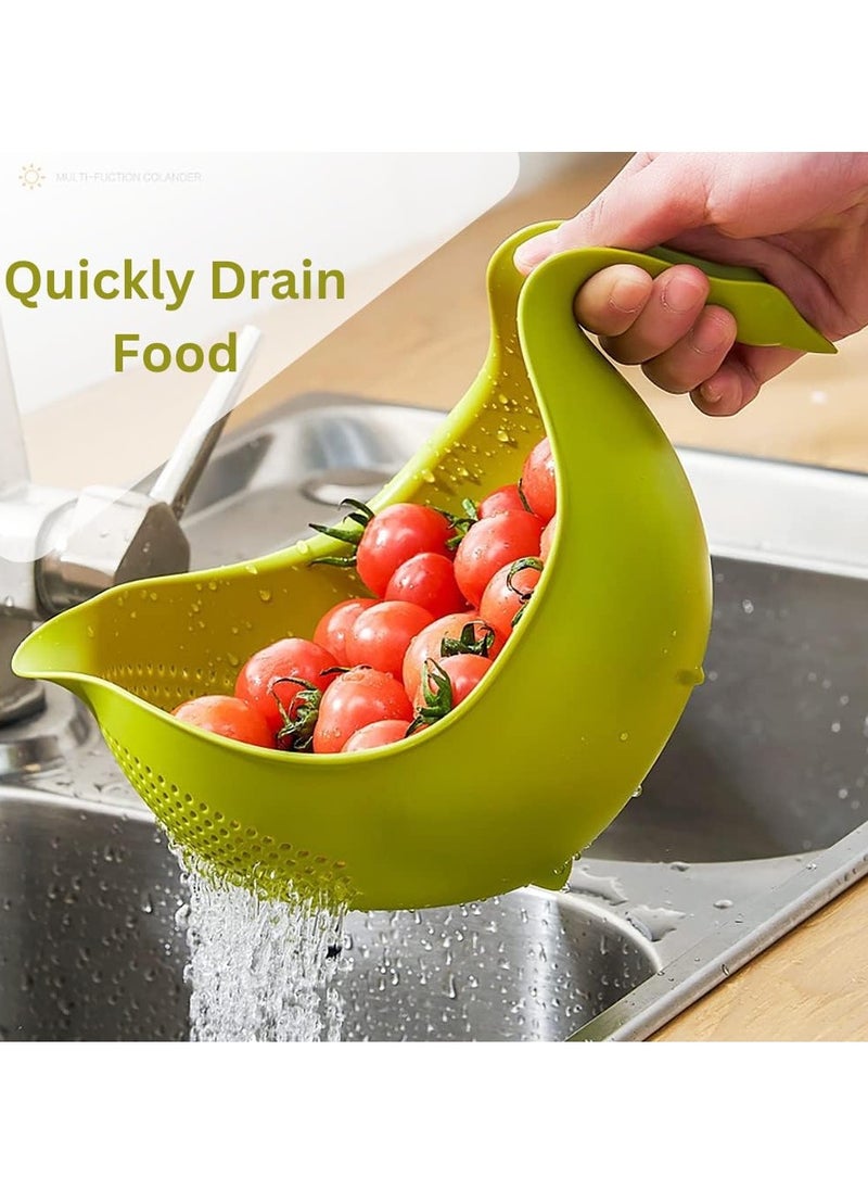 Generic - Drain Basket, Fruit Washing Basket with Handle, Plastic Quinoa Strainer, Rice Washer, Multipurpose Food Strainer for Fruit, Vegetables, Quinoa, Rice, Kitchen Drain Basket (Green) - Image 1