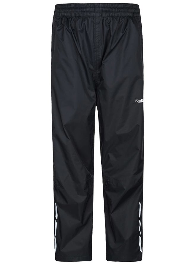 BenBoy Kids Rain Pants Waterproof Lightweight Pants Elastic Waist Outdoors Trousers for Boys Girls, Black, 9-10 Years - Image 1