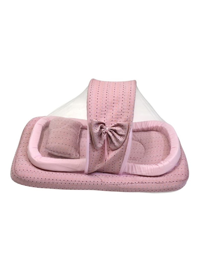 BABYCARA - Baby Net Bed With Thick Mattress, Mosquito Net And Neck Pillow, 82 X 50 CM - Image 1
