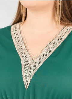 Styli Plus Lace Detail V Neck A-Line Midi Dress  - Image 3