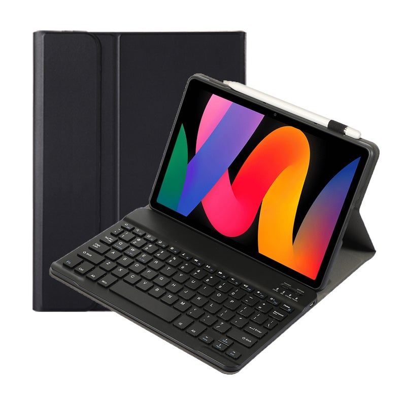 erorex For Xiaomi Redmi Pad Se 11 Inch A0N9 Lambskin Texture Ultra-Thin Detachable Bluetooth Keyboard Leather Case(Black) - Image 1