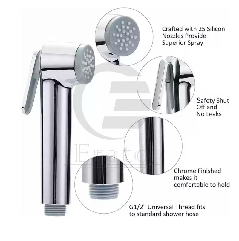 ERATO ERATO Riva Health Faucet Premium Hygiene Jet Hand Spary Shower With 15 Mtr Hose Pipe Wall Hook For HomeBathroom Office Acrylonitrile Butadiene Styrene Pack Of 1 - Image 2