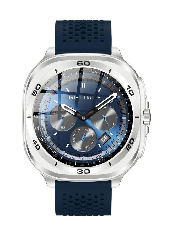 SWISS MILITARY Swiss Military DOM7 Smartwatch 1.43" AMOLED, Bluetooth Calling, Multi Language, Health & Sports Tracking, Wireless Charging, 7 Days Battery, IP67, iOS/Android Compatible, Silver Frame with Blue Strap  - Image 1