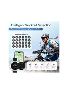 SWISS MILITARY Swiss Military DOM7 Smartwatch 1.43" AMOLED, Bluetooth Calling, Multi Language, Health & Sports Tracking, Wireless Charging, 7 Days Battery, IP67, iOS/Android Compatible, Silver Frame with Blue Strap  - Image 2