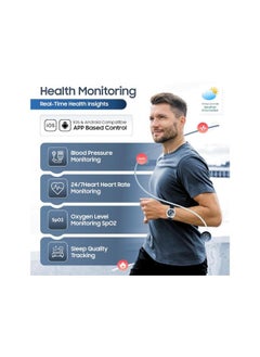 SWISS MILITARY Swiss Military DOM7 Smartwatch 1.43" AMOLED, Bluetooth Calling, Multi Language, Health & Sports Tracking, Wireless Charging, 7 Days Battery, IP67, iOS/Android Compatible, Silver Frame with Blue Strap  - Image 4
