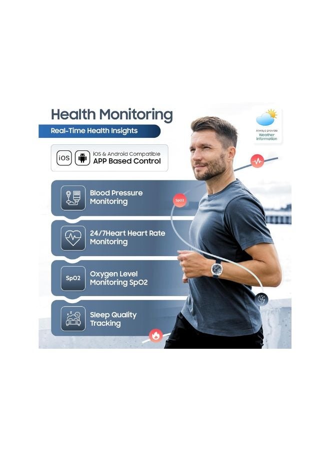 SWISS MILITARY Swiss Military DOM7 Smartwatch 1.43" AMOLED, Bluetooth Calling, Multi Language, Health & Sports Tracking, Wireless Charging, 7 Days Battery, IP67, iOS/Android Compatible, Silver Frame with Blue Strap  - Image 4