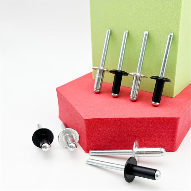 Aluminum Blind Rivets 200Pcs Aluminum Large Flange Pop Open Hollow Blind Rivets Large Cap Leaf Self-plugging Rivet Decoration Pull Nail M4(200Pcs (M4 White),25mm) - Image 2