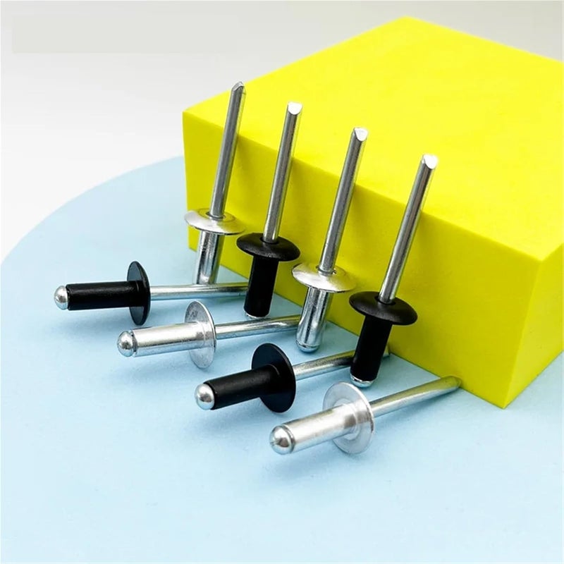 Aluminum Blind Rivets 200Pcs Aluminum Large Flange Pop Open Hollow Blind Rivets Large Cap Leaf Self-plugging Rivet Decoration Pull Nail M4(200Pcs (M4 White),25mm) - Image 1