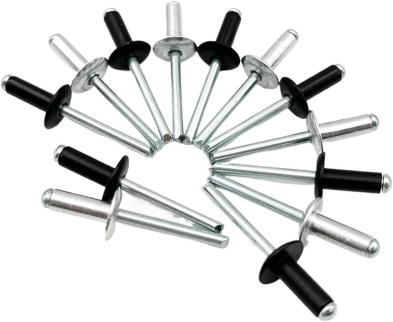 Aluminum Blind Rivets 200Pcs Aluminum Large Flange Pop Open Hollow Blind Rivets Large Cap Leaf Self-plugging Rivet Decoration Pull Nail M4(200Pcs (M4 White),25mm) - Image 3