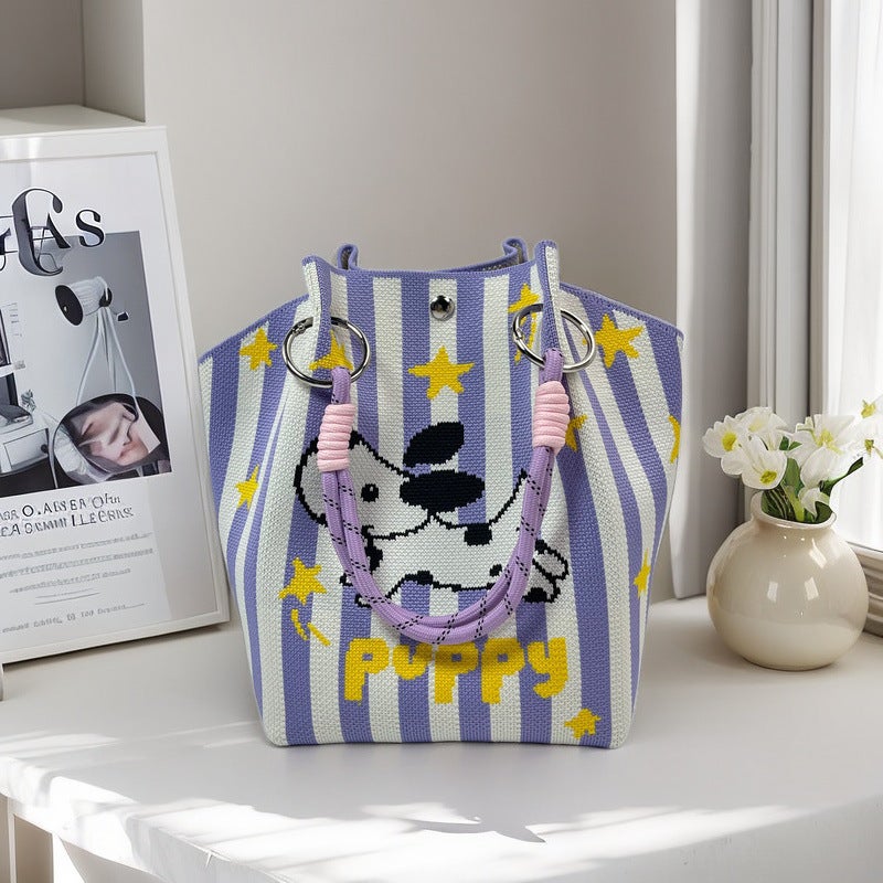 Japanese New Cartoon Cute Cat Large Capacity Portable Handbag Casual All-Match Commuter Tote Bag Bucket Bag - Image 3