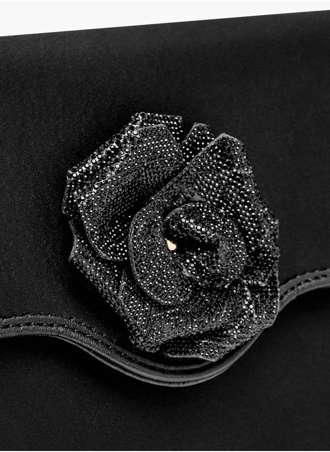Celeste Women Floral Accent Crossbody Bag with Detachable Chain Strap and Flap Closure  - Image 4