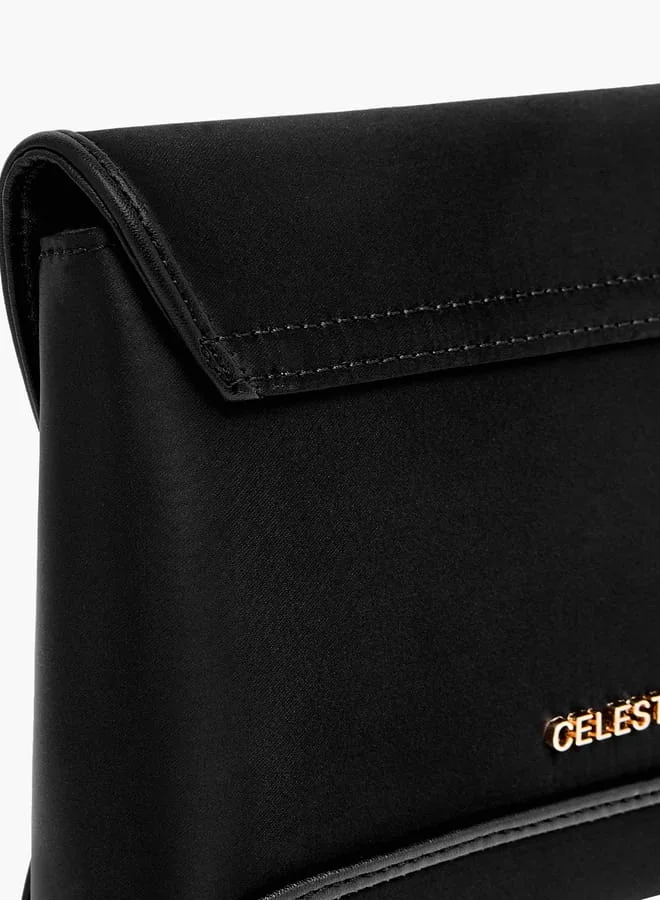 Celeste Women Floral Accent Crossbody Bag with Detachable Chain Strap and Flap Closure