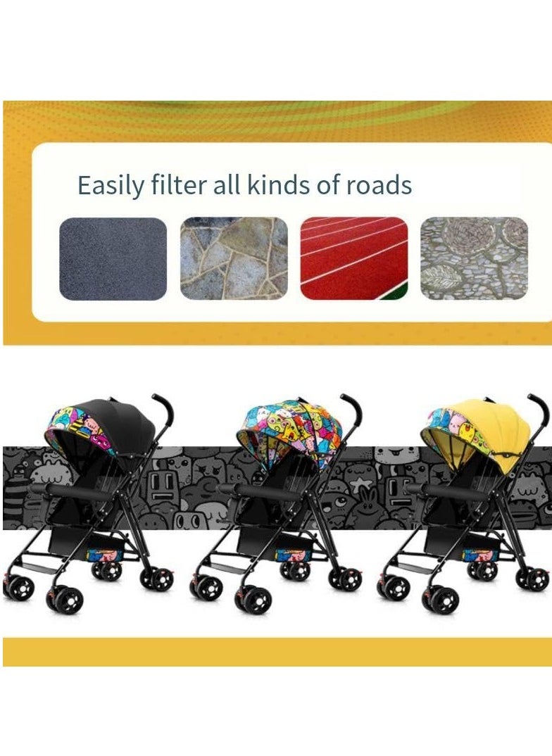 PENG GENERAL Baby Stroller, Folding Compact Travel Stroller, Small Children's Stroller with Adjustable Backrest, Footrest, Storage Basket and Extra-Large Canopy Cup Holder Black  - Image 2
