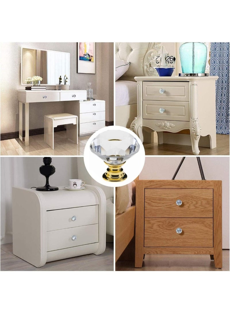 12 Pack Drawer Knobs Diamond Shaped Crystal Glass 30mm Cabinet Knobs Pull Handles (Gold) - Image 4