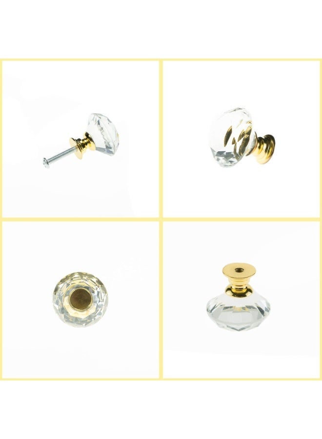 12 Pack Drawer Knobs Diamond Shaped Crystal Glass 30mm Cabinet Knobs Pull Handles (Gold) - Image 2