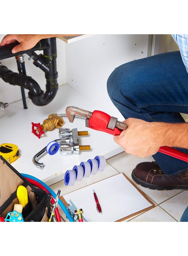 شريط تفلون للسباكة ٥ لفات ٢٠مم×٠.١٥مم×٢٠م، شريط إحكام الأنابيب والسباكة، مادة مانعة لتسرب المياه PTFE لرؤوس الدش - Image 5