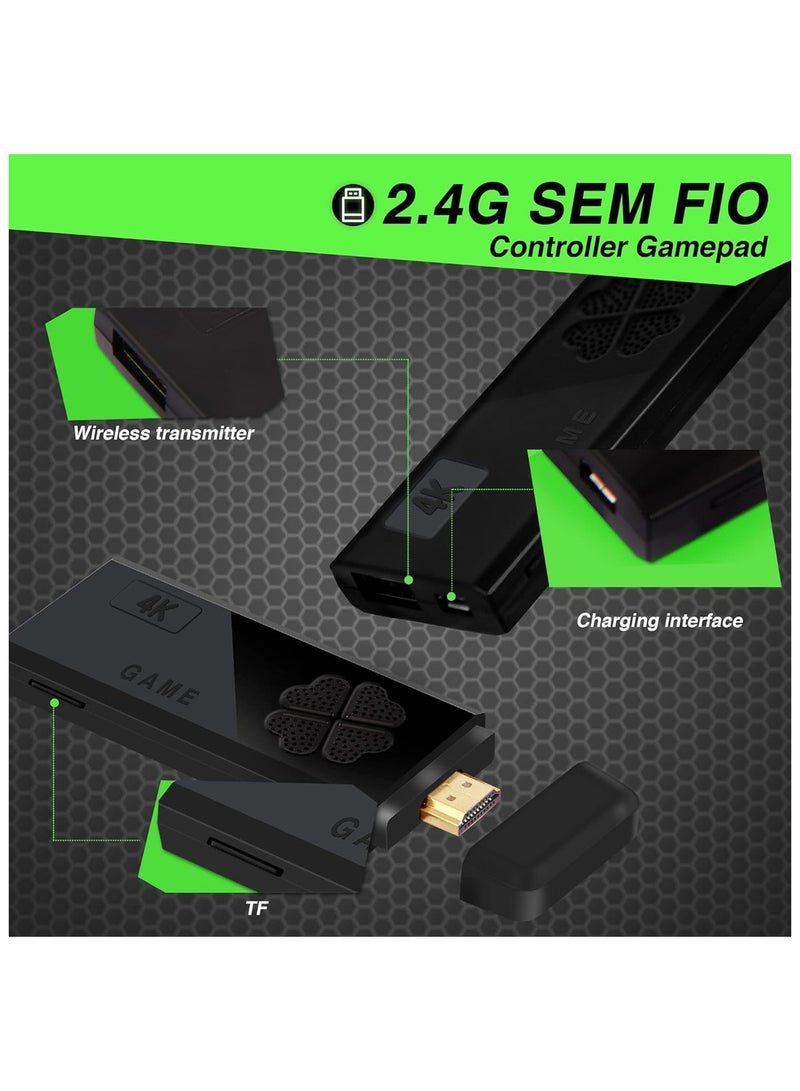 وحدة تحكم ألعاب لاسلكية، عصا ألعاب فيديو ريترو للتوصيل والتشغيل، ألعاب مدمجة 4K 1000+، 9 محاكيات كلاسيكية، 64 جيجا، مع وحدات تحكم لاسلكية مزدوجة 2.4 جيجا هرتز - Image 5
