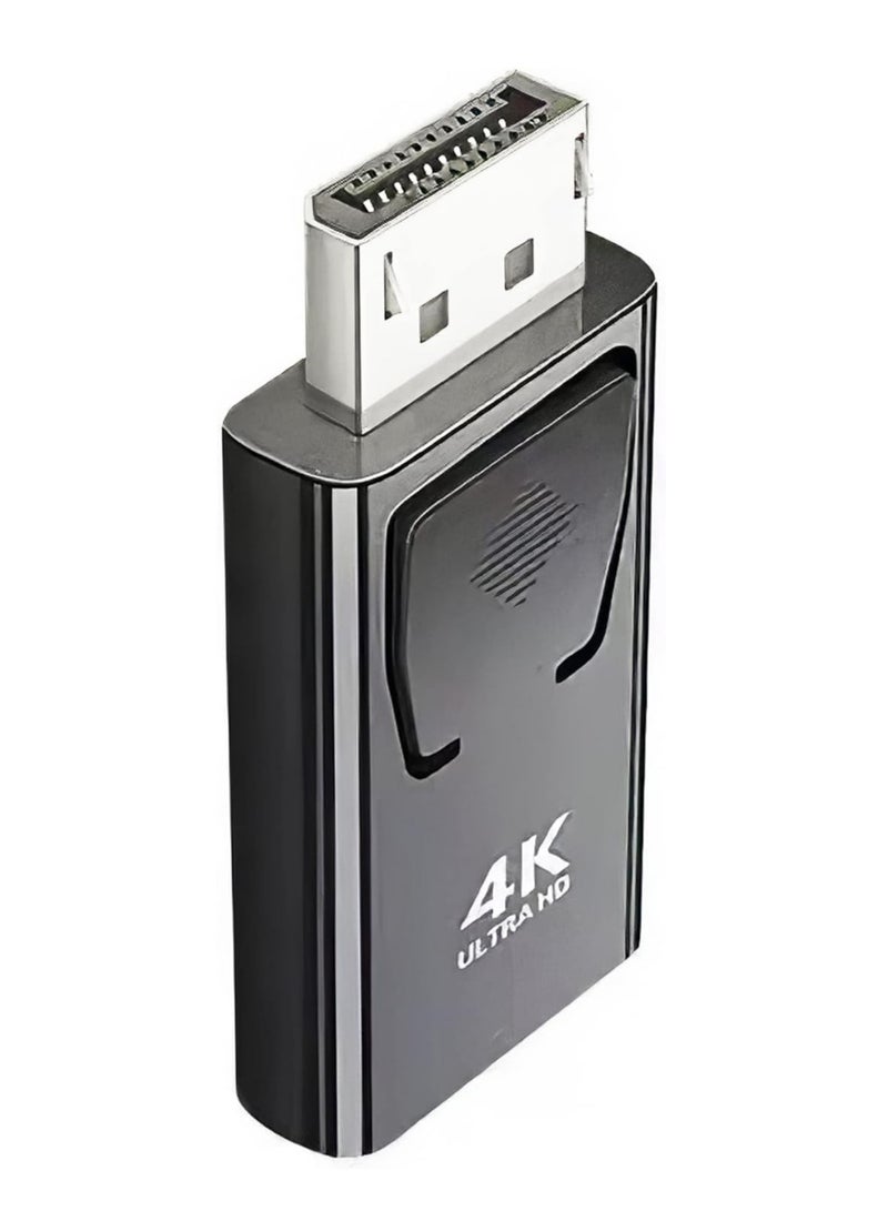 محول منفذ عرض الى HDMI، محول 4K DP الى HDMI 1.4 فولت مطلي بالنيكل لسطح المكتب واللابتوب وجهاز العرض وتلفزيون HD (منفذ ذكر الى HDMI انثى، اسود وفضي، عبوة واحدة) - Image 1