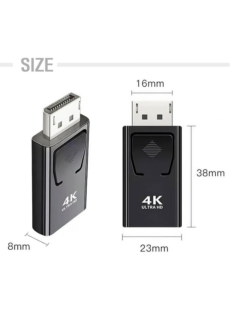 محول منفذ عرض الى HDMI، محول 4K DP الى HDMI 1.4 فولت مطلي بالنيكل لسطح المكتب واللابتوب وجهاز العرض وتلفزيون HD (منفذ ذكر الى HDMI انثى، اسود وفضي، عبوة واحدة) - Image 3